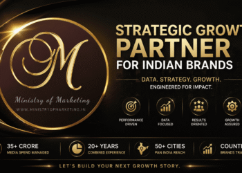 Madhav Monga, Ministry of Marketing, Growth Partnerships, Performance Marketing, Digital Marketing Agency, Business Growth Strategy, Marketing Leadership, Founder Story, Entrepreneur Success, Business Press Feature, Managed Spend Milestone, Marketing Innovation