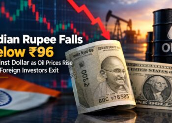 Indian Rupee Falls Below ₹96 Against Dollar as Oil Prices Rise